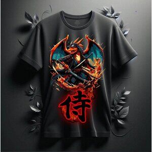 CHARIZARD Samurai T-Shirt Anime Size Medium